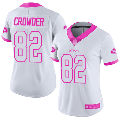 New York Jets Limited White Pink Women Jamison Crowder Jersey NFL Football #82 Rush Fashion